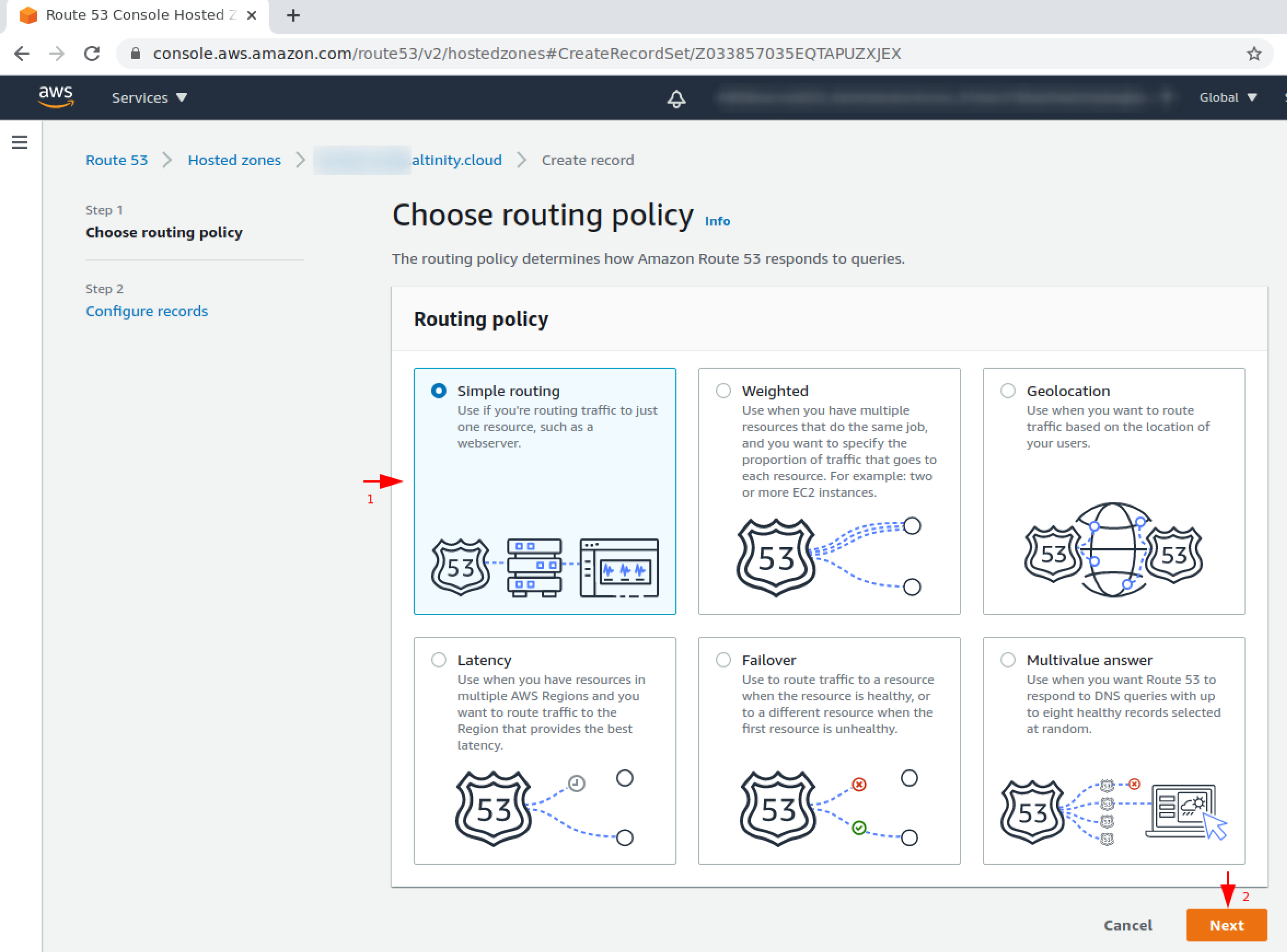 Choose routing policy