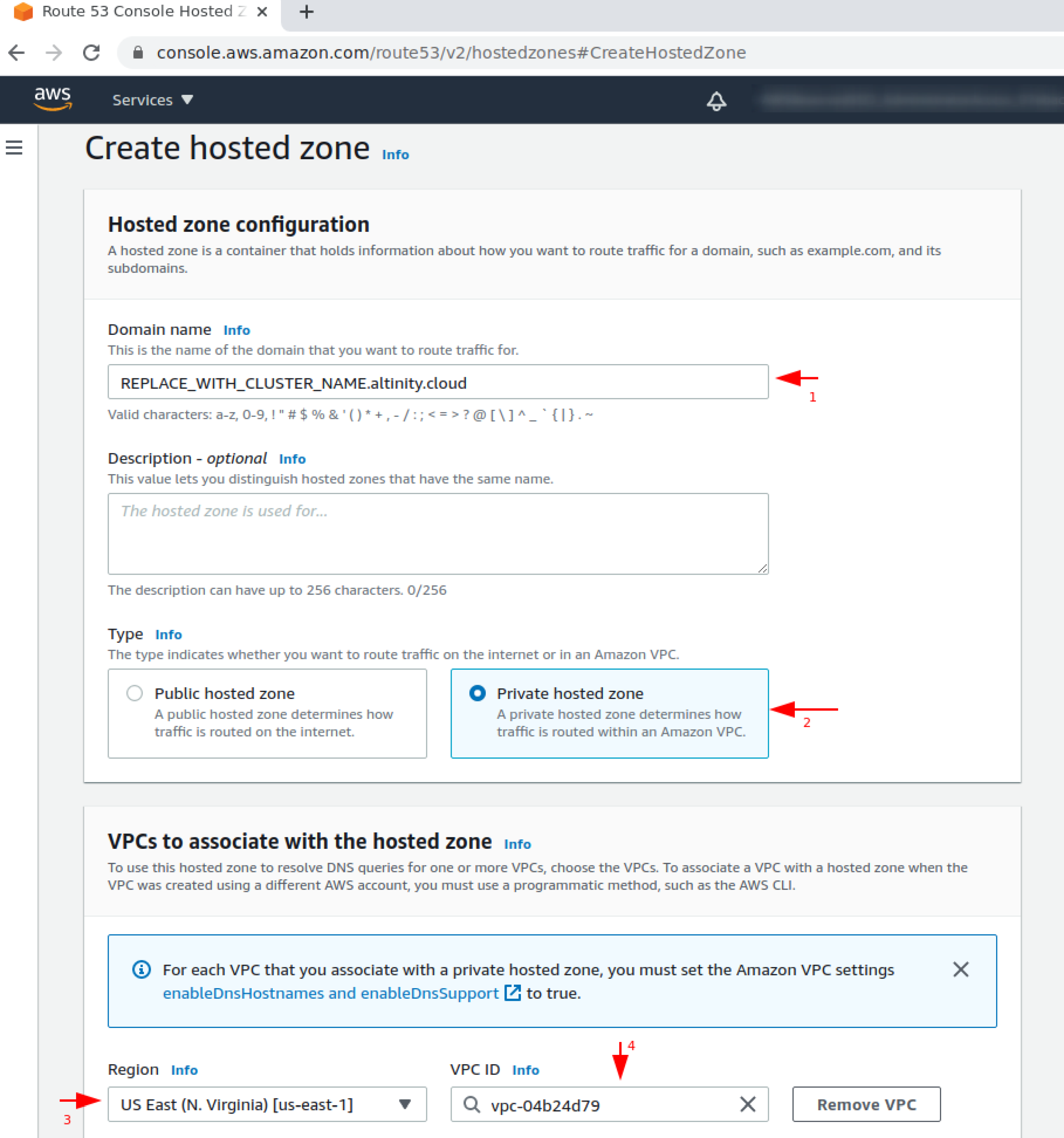 Create hosted zone details