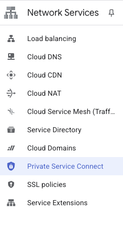 The Network Services menu