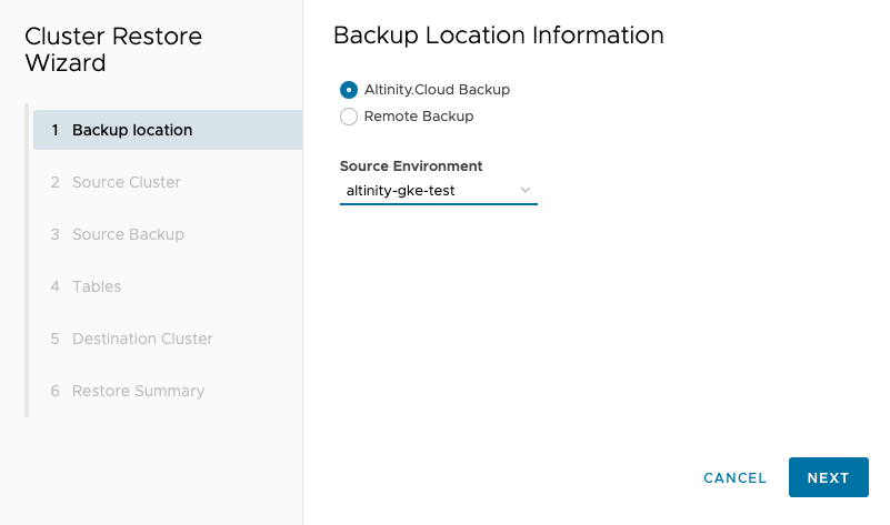 Backup location is Altinity.Cloud