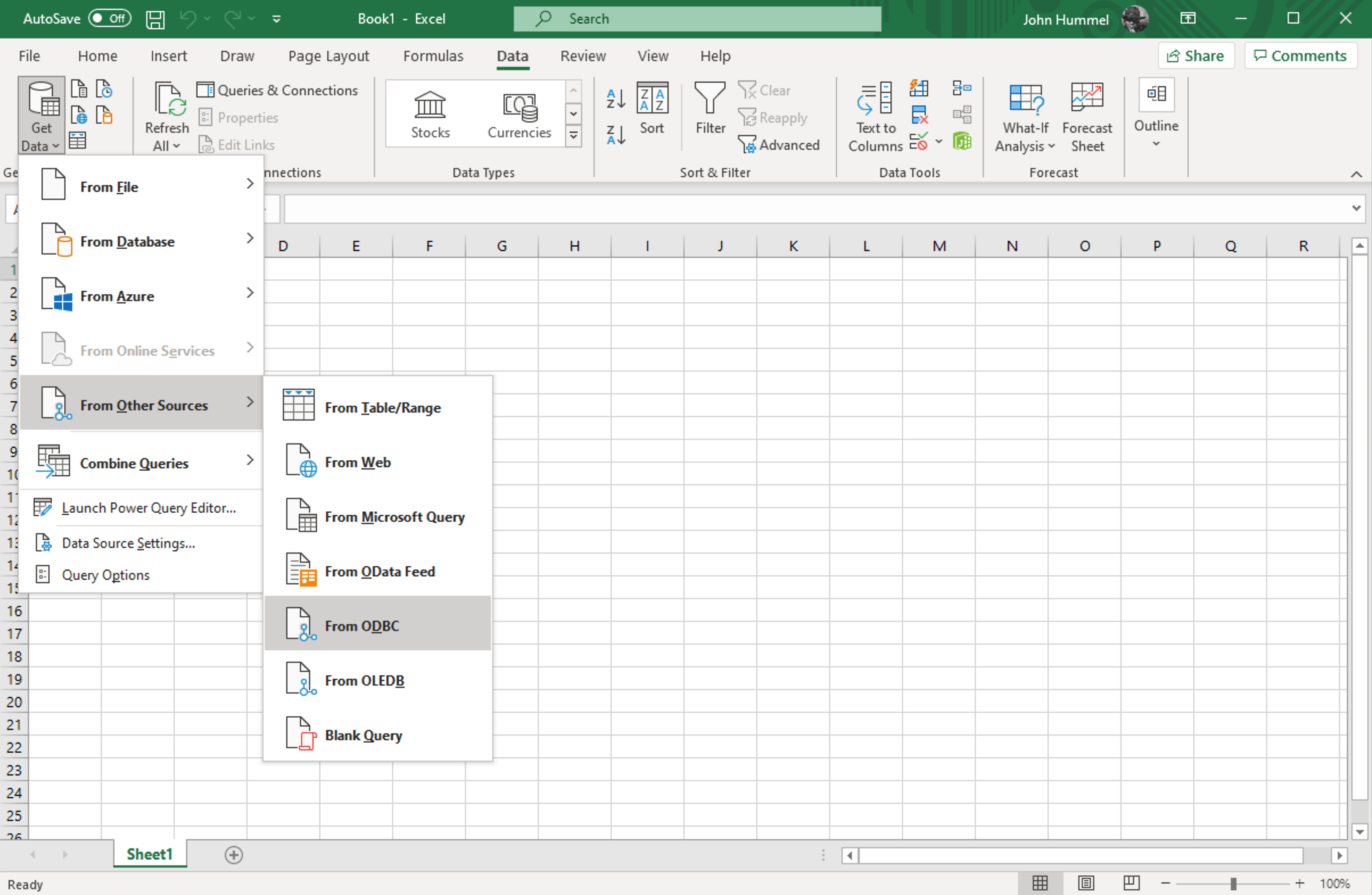 Excel Connect to ODBC